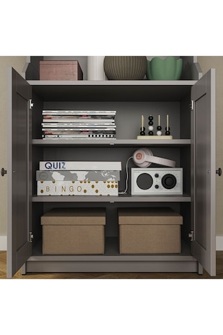 Büfe, Gri, 70x116 Cm Depolama Ve Organizasyo Vitrin Gri