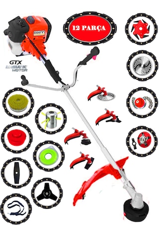 Eisenn German Zentrox-12 F920 Yan Tipi Benzinli Ot Çalı Çim Biçme Tırpanı + 12 Parça Tam Temizlik Seti