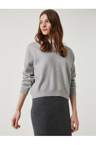 Koton Oversize Triko Kazak Kapüşonlu Düğmeli Yaka Gri 3wak90191ht 3wak90191ht023 Gri