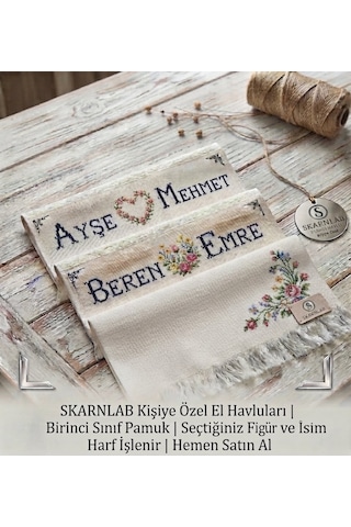 Kişiye Özel El Havlusu Beyaz