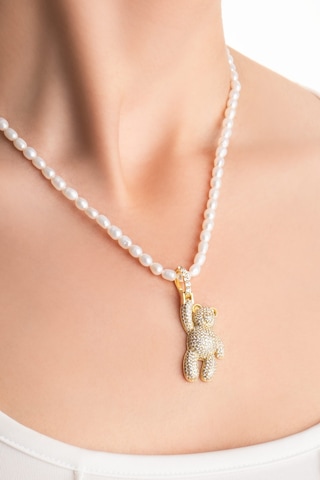 Tiny Bear 18 Ayar Sarı Altın Kaplama Gümüş Charm Sarı