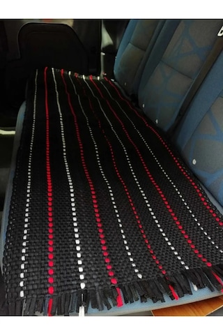 Terletmez 3'lü Minder Set Serme Kilim Siyah Beyaz Siyah - Kırmızı