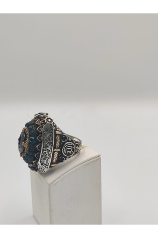 Siyah Zirkon Taşlı Çiçekli Diliriş Eseri 925 Ayar 25 Mm Erkek Yüz