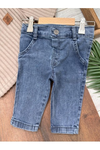 Yumuşak Doku Sweatshirt Esnek Kot Pantalonlu Erkek Bebek 2'li Takım Kahverengi