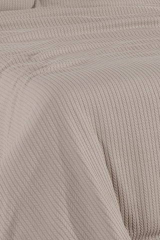 Tek Kişilik Saç Örgü Pike Seti Yatak Örtüsü Takımı 1 Adet Yastık Kılıfı 160 X 220 Cm Bej