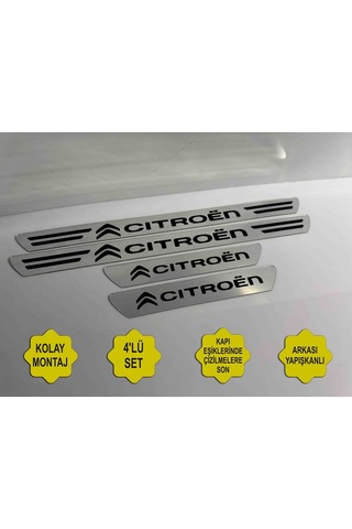 Citroen Grubu Uyumlu Kapı Eşiği Koruyucu Ön - Arka 4'lü Set