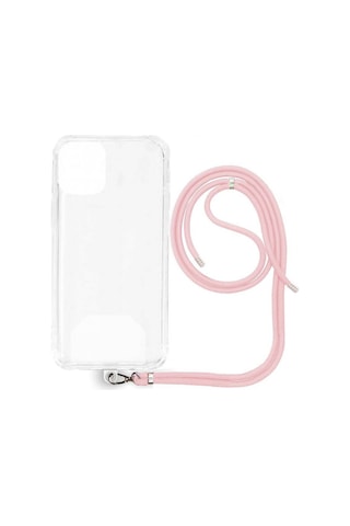 Apple Uyumlu iPhone 16 Pro Max İp Askılı Şeffaf Silikon Kılıf Tozpembe