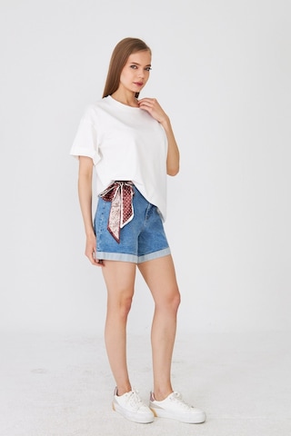 Hdm Kadın Ekru Basic Oversize %100 Pamuklu Rahat Kesim Günlük Tişört - H6041