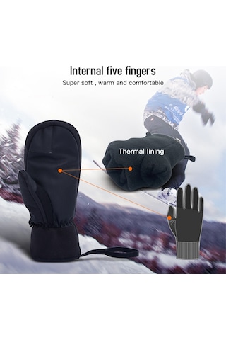Wezone Siyah Xl Kayak Eldiveni: 360 Derece Isı, Dokunmatik Ekran, Su Geçirmez Ve Dayanıklı Siyah