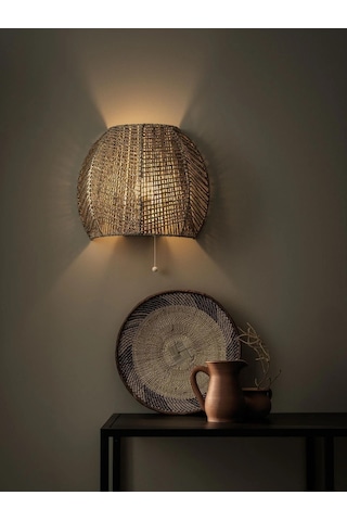 Duvar Lambası El Örgüsü Meridyendukkan Deniz Sazı Naturel Duvar Dekorasyonu-aplik