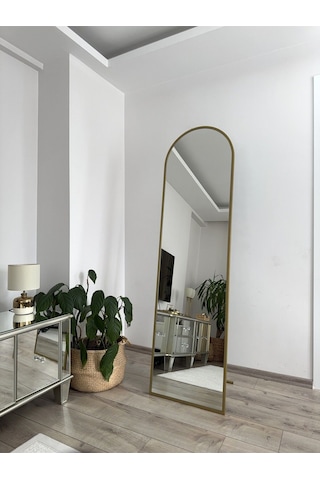 Effe Gold Metal Çerçeveli 180x50 Cm Oval Boy Aynası