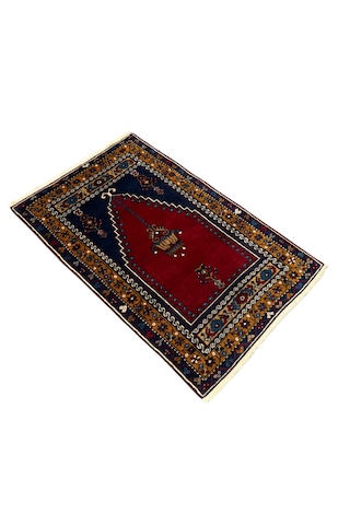 El Dokuma Yahyalı Halısı Sıfır Namazlık 83x130 Kök Boya %100 Yün Seccade Kırmızı