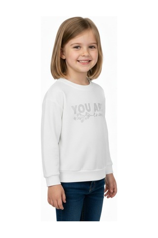 Kız Çocuk Baskılı Sweatshirt Bgl-st05266 Ekru