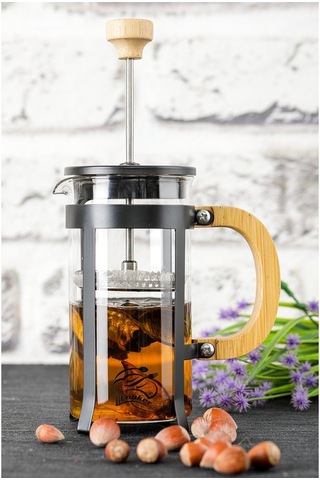 Lüx Cam 350 Ml French Press Siyah Açık Mavi