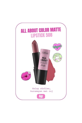 Callista All About Color Matte Lipstick Nemlendirici Mat Ruj - 508 Call Jimmy - Pembe