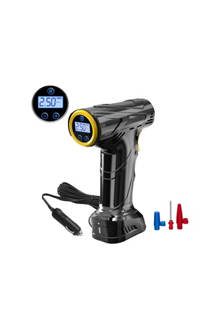 Yaozixa Siyah El Tipi Akıllı Lastik Pompa - Otomobil Bisiklet İçin Hızlı Şişirme, Mekanik Manometre, Led Işık, Taşınabilir 12v