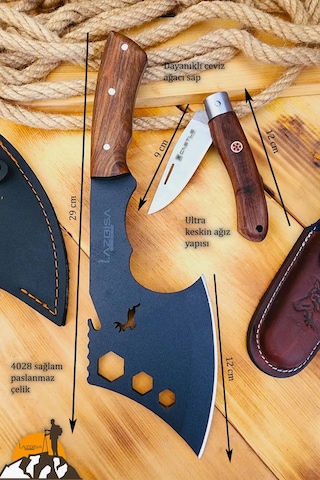 Ceviz Sap Outdoor Balta Kamp Bıçağı Çakısı Kılıflı Kmp-018 Kahverengi