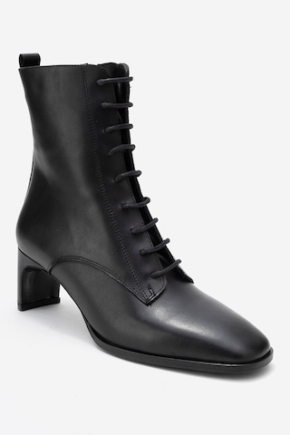 Luvishoes Luvi Shoes Sudy Siyah Cilt Hakiki Deri Bağcıklı Kadın Blok Topuklu Bot Siyah