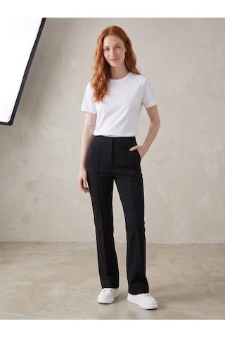 Noux Pamuk Basic Esnek Bisiklet Yaka T-shirt Beyaz