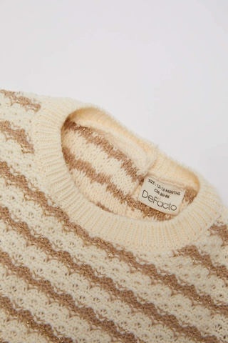 DeFacto Kız Bebek Bisiklet Yaka Çizgili Triko Kazak C8273A524WNER105 Ekru