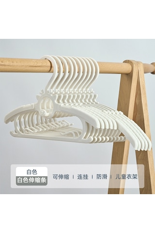 Çocuklar İçin Geri Çekilebilir Kaymaz Elbise Askısı Ev Tipi Omuz Askılı Köşe Depolama Elbise Askısı 20'li Paket Beyaz