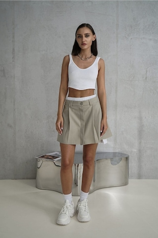 Mai Collection Mai Studios Co. Gabbie Boxer Detay Olive Green Mini Etek Bej