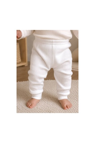 H&c Coolboy H&c Bebek Patiksiz Alt Pantolon %100 Pamuk Esnek Fitilli Ribana 0-36 Ay Beyaz