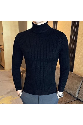 Yeni Erkek Yüksek Boyun Kazak Düz Renk Kazak Örme Sıcak Rahat Balıkçı Yaka Eşofman Yün Erkek Kış Açık Üstleri Açık Gri