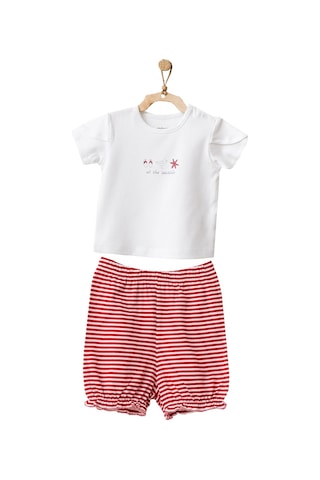Dear Enika Andywawa Kız Bebek Kırmızı Çizgili Alt Üst Şort Takım Ac21670r 001