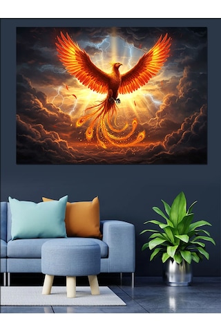 Yükselen Anka Kuşu Dekoratif Kanvas - Mdf Ahşap Tablo