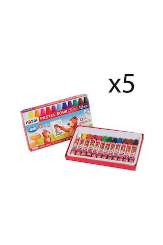 Fatih Pastel Boya 12 Renk 5 Adet Çok Renkli