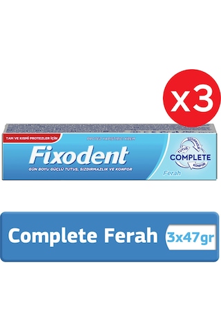 Fixodent Complete Ferah Diş Protez Yapıştırıcı Krem 3 x 47 G