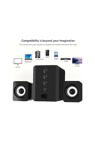 Willowhaven Siyah Bağımsız Ayarlı 3 İnç Bass Mini Hoparlörler Usb Tablet Laptop Taşınabilir Yüksek Kalite Ses
