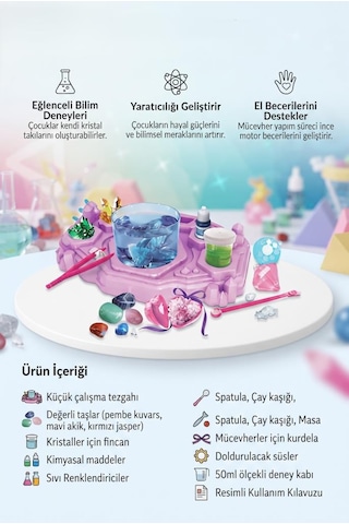 Clemento-ni Lisanslı Kristal Takı Tasarımı Değerli Taşlar 18 Parça Renkli Kendin Yap Oyuncak Set