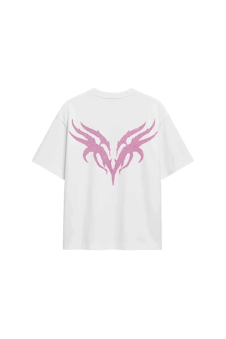 Zaee Vnm Premium Taşlı Oversize Tişört Pembe 02