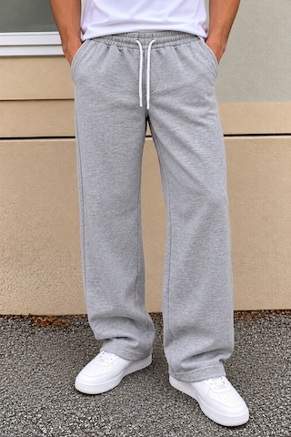 Tarz Cool Erkek Oversize Baggy Fit Eşofman Altı %100 Pamuk 3 İplik Şardonlu Bol Paça Rahat Kesim Gri