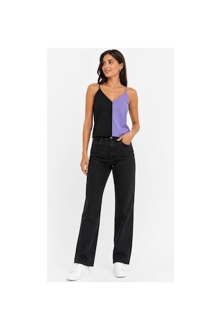 Onno Style Women Kolsuz Askılı V Yaka Triko Kadın Bluz Lila