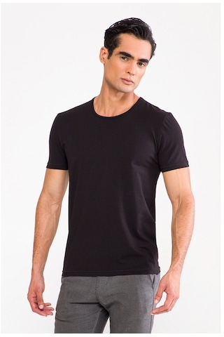 D'S Damat Trendy Bisiklet Yaka T-Shirt Siyah