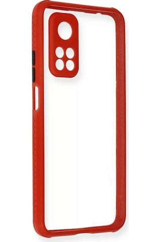 Newface Xiaomi Mi 10t Pro Kılıf Miami Şeffaf Silikon - Kırmızı
