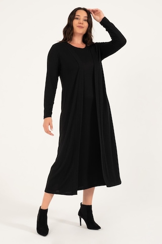 Uzun Triko Hırka-1735-siyah Siyah