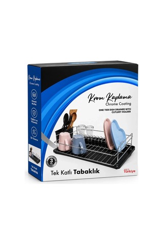 Krom Tek Katlı Tabaklık - Bulaşıklık 5468 Çok Renkli
