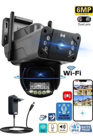 Pro Rtx Çift 3024 Lensli Hareketli Wi-fi Akıllı Ip Güvenlik Kamerası Fullhd 1080p Türkçe O-kam Uygulama