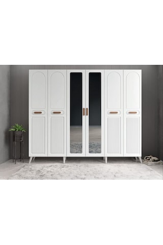 Letto Membran 6 Kapaklı Portmanto Montaj Dahil Beyaz 210 Cm