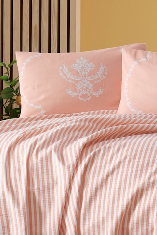 Enlora Home Baskılı Pike Takımı Çift Kişilik Pure Kombin Pudra