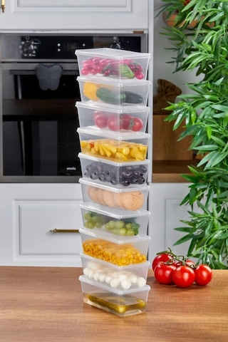 10 Adet Kendinden Kapaklı Derin Dondurucuya Uygun Saklama Kabı, Düzenleyici ,yemek,kahve,çay500ml Diğer
