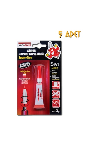 Vodabond Süper Japon Yapıştırıcı Şeffaf - 3 Gr. - 5 Adet