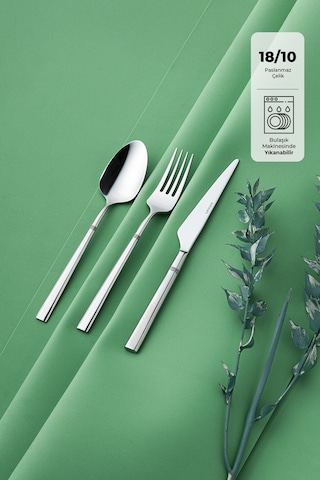 Emsan Penta 18 Parça 6 Kişilik Çatal Kaşık Bıçak Takımı Gümüş