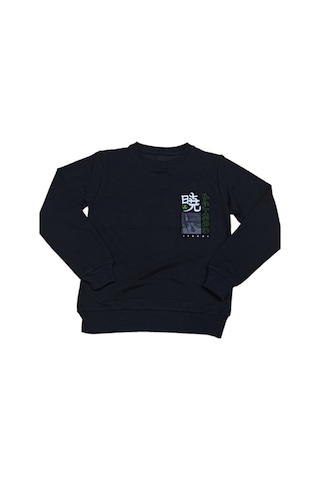 İrem Çocuk Giyim Erkek Çocuk /kız Çocuk Çift Taraf Anime Karakter Yazı Desenli Siyah Sweatshirt Siyah