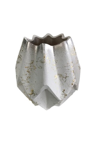 Burgulu Seramik Saksı Beyaz -altın Sarısı Renk