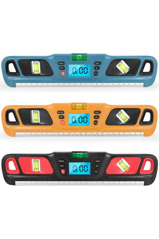 Moveevo Hw-200 Dijital Göstergeli Kırmızı Eğim Ölçer Ve Açı Cetveli - 0.1 Hassasiyet